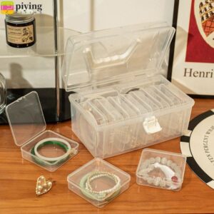 ฉี่ กล่องเก็บเครื่องประดับ 1 ชิ้น อุปกรณ์ในบ้านเดสก์ท็อปจัดเก็บสร้อยข้อมือกล่อง โปร่งใสมินิพลิกปกพลาสติก