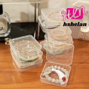 ฮะลัน กล่องสร้อยข้อมือ 1 ชิ้น ที่เก็บของตั้งโต๊ะเครื่องใช้ในบ้านกล่องเก็บเครื่องประดับ กันฝุ่นมินิฝาพับพลาส