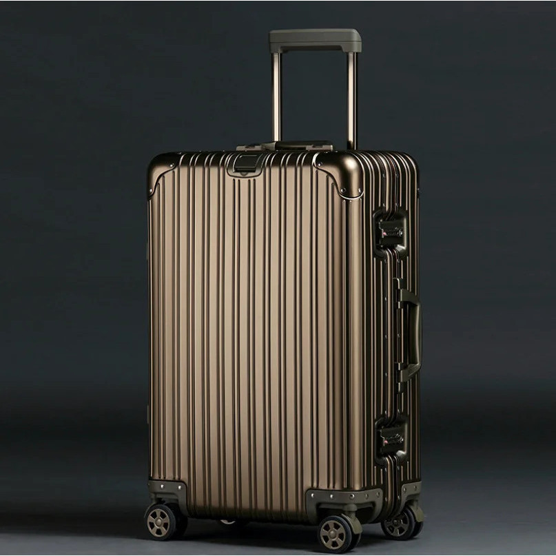 กระเป๋าเดินทางโลหะทั้งหมดแบบกาหนดเองกระเป๋าเดินทางอลูมิเนียมเต็มรูปแบบ ไม่จากัดเพศ มีให้เลือกขนาด 20 นิ้วและ 29 นิ้ว