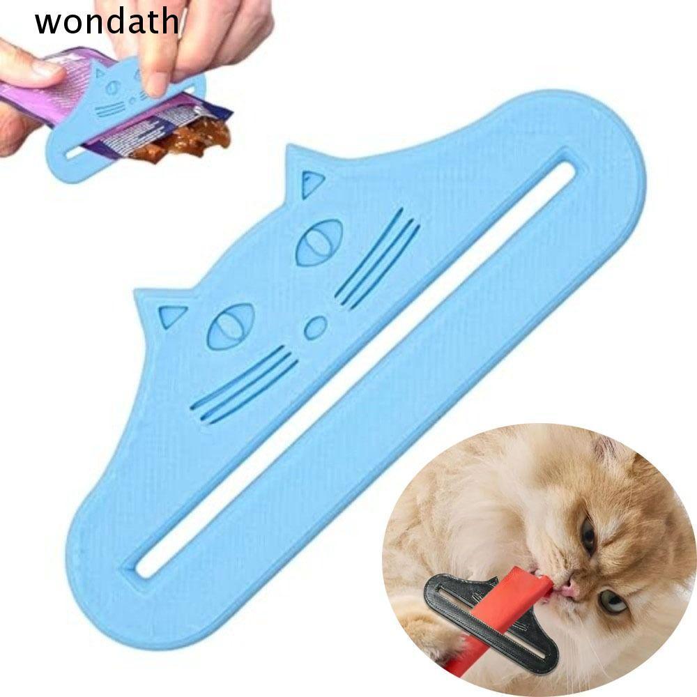 WONDA ที่บีบขนมแมว ช้อนป้อนขนมแมวแบบปรับได้รูปแมว เครื่องมือบีบกันน้าแบบใช้ซ้าได้อเนกประสงค์อาหารแมวกระเป๋าคั้นซอสเนื้อแพ็ค