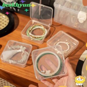 ฮยอน กล่องเก็บเครื่องประดับ1ชิ้นฝาพับกล่องสร้อยข้อมือใสเครื่องใช้ในบ้านสก์ท็อปการจัดเก็บพลาสติกกันฝุ่น