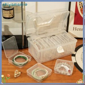 อากิยามามิโอะ 1ชิ้นกล่องสร้อยข้อมือโปร่งใสเครื่องใช้ในบ้านกล่องเก็บเครื่องประดับสก์ท็อปการจัดเก็บพลิกปกมินิพลาสติก