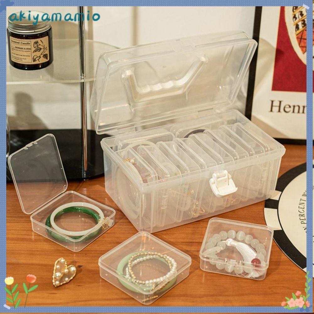 อากิยามามิโอะ 1ชิ้นกล่องสร้อยข้อมือโปร่งใสเครื่องใช้ในบ้านกล่องเก็บเครื่องประดับสก์ท็อปการจัดเก็บพลิกปกมินิพลาสติก