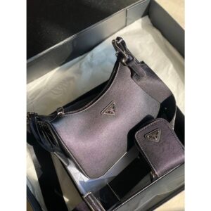 Prada Bag Cross Grain Cowhide Crescent Bag กระเป๋าแม่ชุดสามชิ้นสามในหนึ่งเดียว