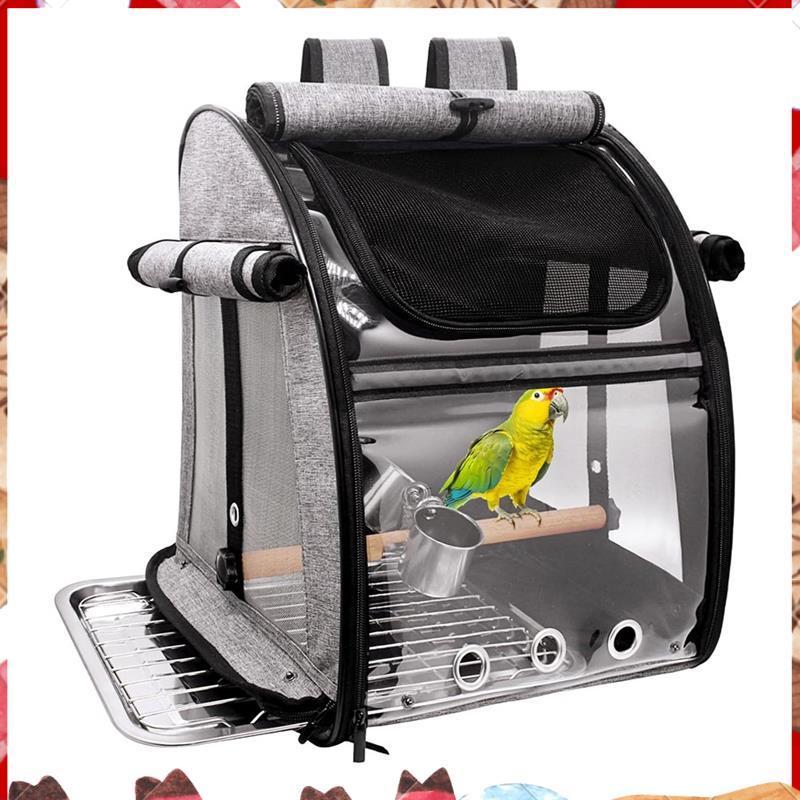 กระเป๋าใส่นก Bird กรงเดินทางพร้อมขาตั้งสาหรับนกขนาดเล็ก Parakeet นกแก้วสัตว์เลี้ยงโปร่งใส Breathable Travel CAGE