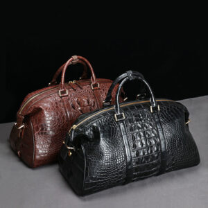 ปรับแต่งคุณภาพสูงจระเข้กระเป๋าเดินทาง Croc Duffle กระเป๋าถือหนัง Unisex กลางแจ้งขนาดใหญ่ความจุ Vintage Dumpling กระเป๋าเดินทาง