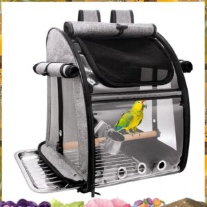 กระเป๋าใส่นกที่มีตาข่ายสแตนเลสที่ทาลายไม่ได้สาหรับนกขนาดเล็กนกแก้วสัตว์เลี้ยงใสระบายอากาศกรงเดินทาง