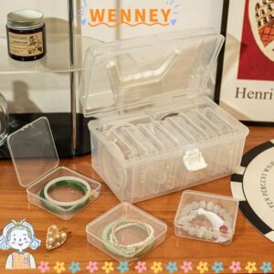 เรา กล่องเก็บเครื่องประดับ1ชิ้นการจัดเก็บเดสก์ท็อปเครื่องใช้ในบ้านกล่องสร้อยข้อมือฝาพับทนทานกันฝุ่นมินิพลาสติก