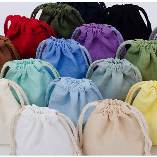 BOXขายส่ง ราคาถูกถุงหูรูด ถุงผ้าฝ้าย กระเป๋าใส่เครื่องประดับ ขนาดเล็ก มี20สี  สไตล์ญี่ปุ่น