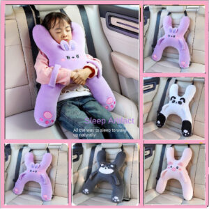 หมอนหนุนเด็กปลอดภัย ปลอกหุ้มเข็มขัดนิรภัย หมอนรองคอ ป้องกันคอ สาหรับเด็ก หมอนรองคอ รูปตัว U ลายการ์ตูน