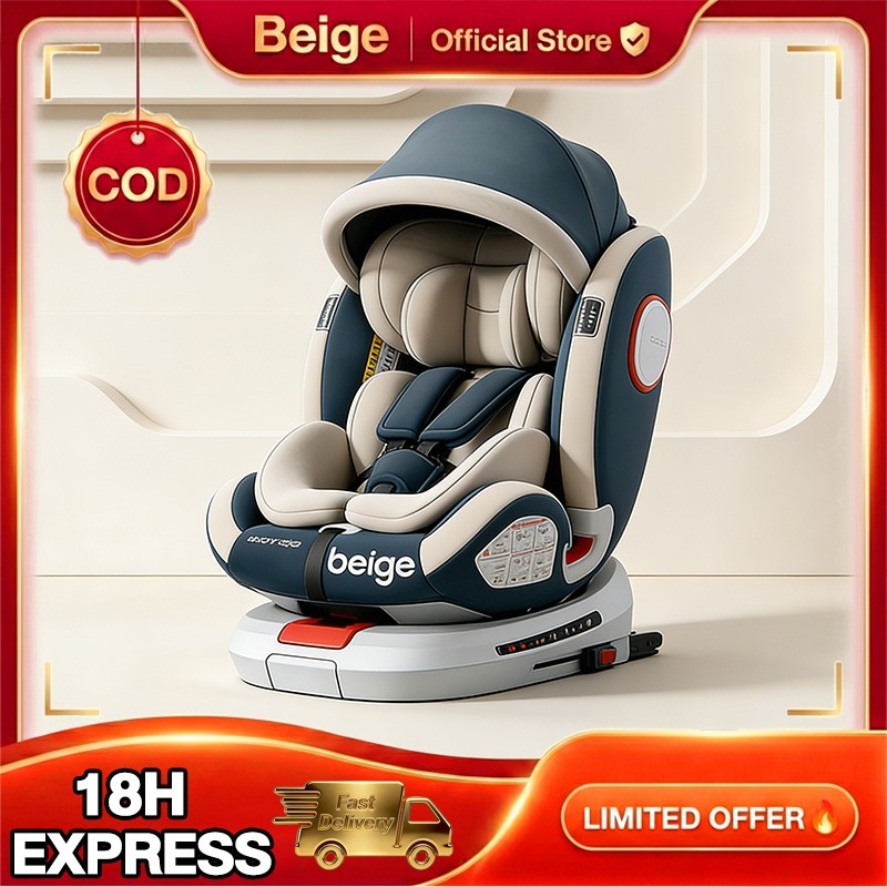 Beige คาร์ซีทเด็ก คาร์ซีท หมุนอิสระ 360อินเตอร์เฟสisofix เหมาะสำหรับเด็กแรกเกิด12ปี Car seat