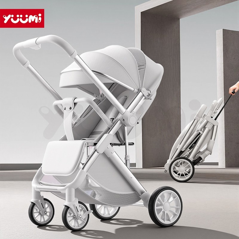 YUUMI รถเข็นเด็ก T800 พนักพิงแบบกลไก ป้องกันรังสียูวี มุมมองสูง 1 เมตร พับได้ สองทาง แรกเกิด 06 ปี