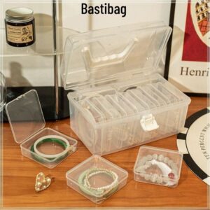 โบสติแบ็ก กล่องสร้อยข้อมือ1ชิ้นฝาพับสก์ท็อปการจัดเก็บกล่องเก็บเครื่องประดับเครื่องใช้ในบ้านมินิพลาสติกกันฝุ่น