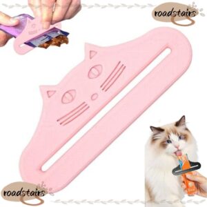 ROADSTAIRS Cat Treat Feeder ช้อนปรับกันน้า Cat Treat SqueezerReusable Cat Shape บีบเครื่องมืออาหาร Extruder Meat Sauce Pack