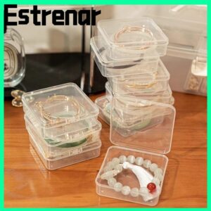 ESTRENAR กล่องเก็บเครื่องประดับ 1 ชิ้น กล่องสร้อยข้อมือจัดเก็บเดสก์ท็อปโปร่งใส ฝาครอบพลิกขนาดเล็กเครื่องใช้ในบ้านพลาสติก