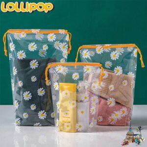 ถุงเก็บรองเท้า LOLLIPOP กระเป๋าหูรูดกันฝุ่นโปร่งใส เสื้อผ้ากันความชื้นที่ทนทาน Classified การ์ตูน Daisy Travel Shoe Bag TravelBusness Trip