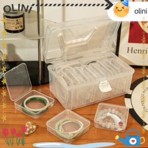 โอลินี กล่องสร้อยข้อมือ1ชิ้นกล่องเก็บเครื่องประดับฝาพับโปร่งใสการจัดเก็บเดสก์ท็อปขนาดเล็กที่ทนทานพลาสติกกันฝุ่น
