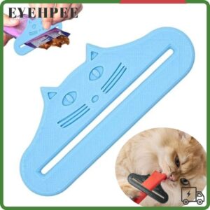 เซเรนดี ที่บีบขนมแมวรูปร่างแมวกันน้าช้อนป้อนขนมแมวเครื่องมือบีบแบบพกพาปรับนามาใช้ใหม่อาหารแมวกระเป๋าคั้นซอสเนื