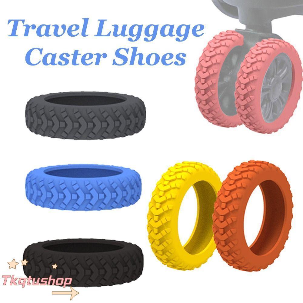 IMIHAN1 8 ชิ้นเซ็ตกระเป๋าเดินทางล้อรองเท้าเสียงเงียบซิลิโคนกระเป๋าเดินทางล้อป้องกันลดล้อสวมใส่ลดเสียงรบกวนรถเข็นกล่องล้อฝาครอบ