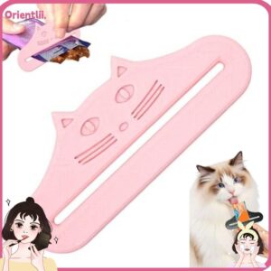 ORIENTTK Cat Treat Squeezer Cat Shape กันน้า Cat Treat Feeder ช้อน แบบพกพาเครื่องมือบีบปรับนากลับมาใช้ใหม่ได้อาหารแมวกระเป๋า Squeezer ซอสเนื้อแพ็ค