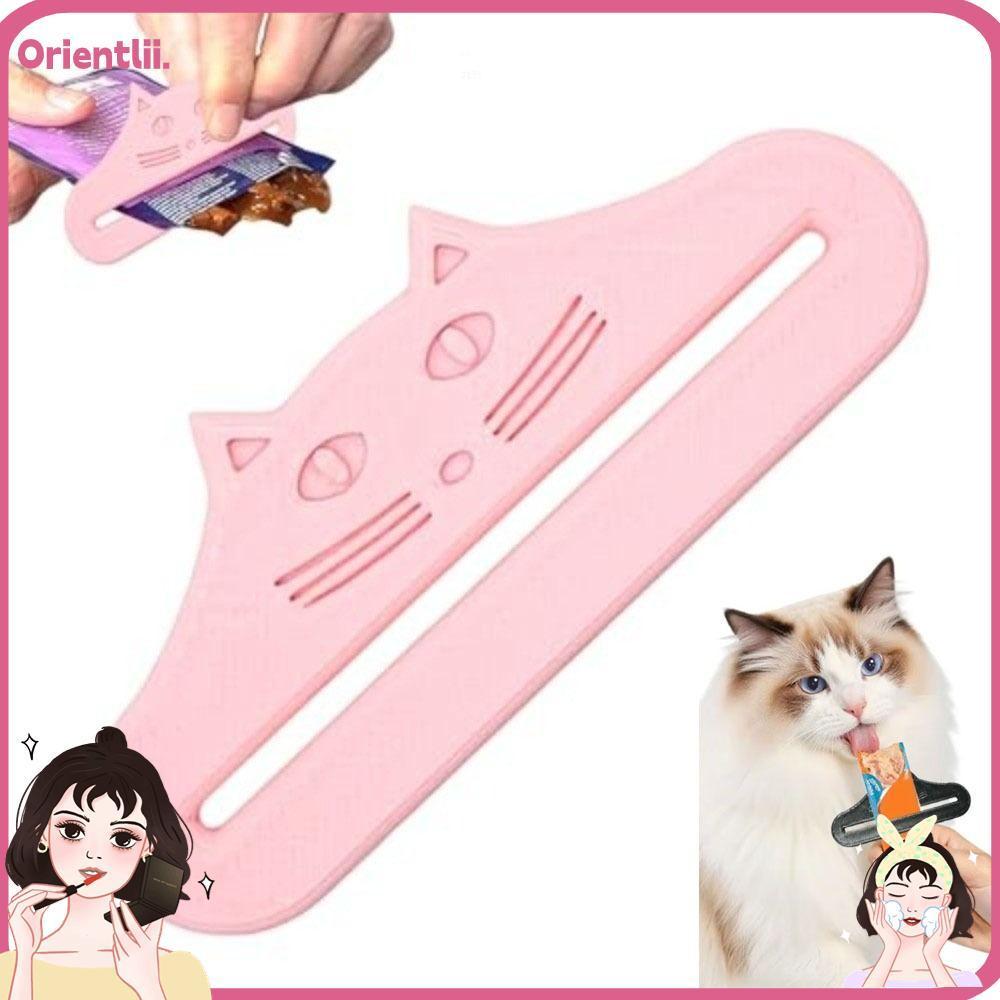 ORIENTTK Cat Treat Squeezer Cat Shape กันน้า Cat Treat Feeder ช้อน แบบพกพาเครื่องมือบีบปรับนากลับมาใช้ใหม่ได้อาหารแมวกระเป๋า Squeezer ซอสเนื้อแพ็ค