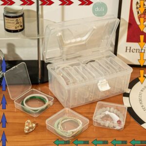 DUILIAN กล่องเก็บเครื่องประดับ 1 ชิ้น ฝาครอบพลิกเครื่องใช้ในบ้านกล่องสร้อยข้อมือ โปร่งใส Mini Desktop Storage พลาสติก