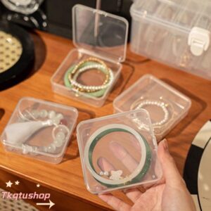 IMIHAN1 กล่องสร้อยข้อมือ 1 ชิ้น ที่เก็บของตั้งโต๊ะเครื่องใช้ในบ้านกล่องเก็บเครื่องประดับ ฝาครอบพลิกโปร่งใสมินิพลาสติก