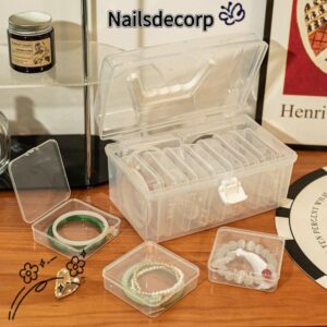 เล็บ กล่องเก็บเครื่องประดับ1ชิ้นการจัดเก็บเดสก์ท็อปพลิกปกกล่องสร้อยข้อมือทนทานโปร่งใสกันฝุ่นมินิพลาสติก