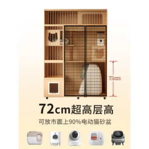 ไม้เนื้อแข็งหลายแมวครอบครัวแมววิลล่าสามารถใส่กล่องครอกแมวไฟฟ้าสามชั้นสูง180ระเบียงระบายอากาศบ้านแมวตู้แมว