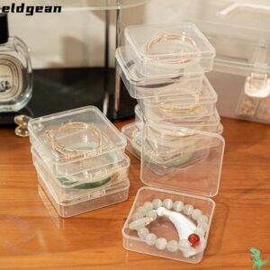 ELDGEAN กล่องสร้อยข้อมือ 1 ชิ้น ที่เก็บเดสก์ท็อปฝาพับกล่องเก็บเครื่องประดับ ทนทานกันฝุ่นโปร่งใสมินิพลาสติก