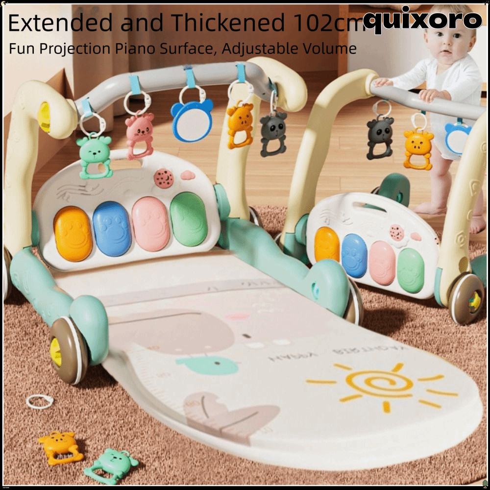 QUIXORO เด็กเปียโนฟิตเนสกรอบกิจกรรมการศึกษาของเล่นน่ารัก MultiFunctional Walker Pedal Game Pad เหยียบเปียโนฟิตเนส Rack 036 เดือน