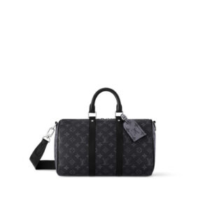 แพ็คเกจภาษี LVLouis Vuitton Keepall 35 Mens Black Presbyopic Canvas Travel Bag M46655