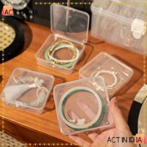 ACTINIDIARA กล่องสร้อยข้อมือ 1 ชิ้น ฝาครอบพลิกกล่องเก็บเครื่องประดับโปร่งใส ที่เก็บเดสก์ท็อปกันฝุ่นมินิพลาสติก
