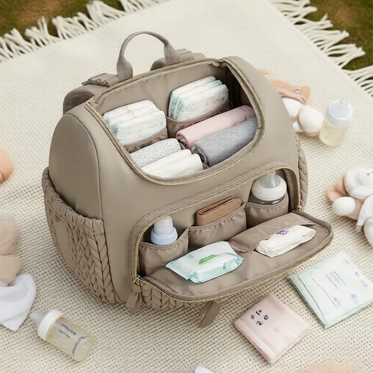 กระเป๋าผ้าอ้อมอเนกประสงค์ 5in1 ทรงโท้ท ความจุใหญ่ พร้อมสายคล้องรถเข็นเด็ก