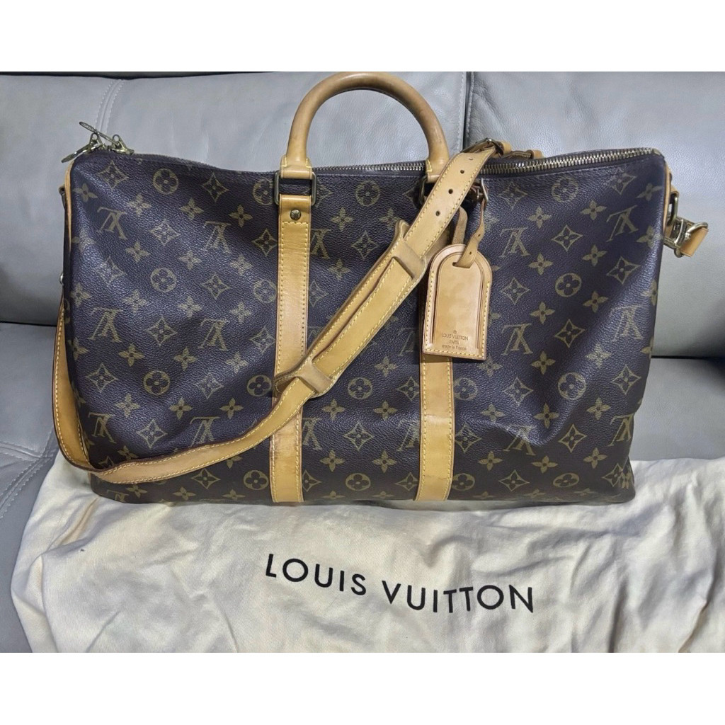 แท้ LV Louis vuitton keepall bandouliere 45 กระเป๋าเดินทางแบบมีสายสะพาย